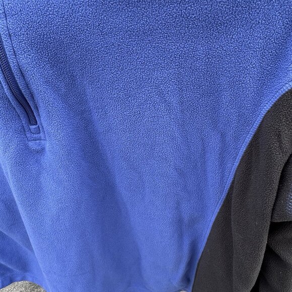 Lands End Mens 2XL Big Lightweight Blue Black Fleece 1/4 Zip Pullover Jacket - Picture 10 of 10